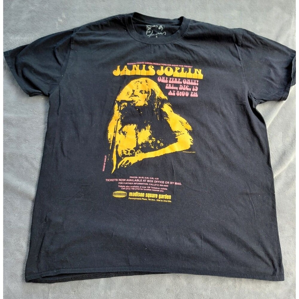 Janis Joplin Madison Square Garden Graphic T-shirt Unisex Size S Black Crew Neck